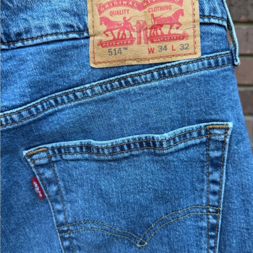Levi Strauss 514 Levi's Denim Blue Jeans Straight Fit Mens Size 34 X 32 EUC - Picture 4 of 9
